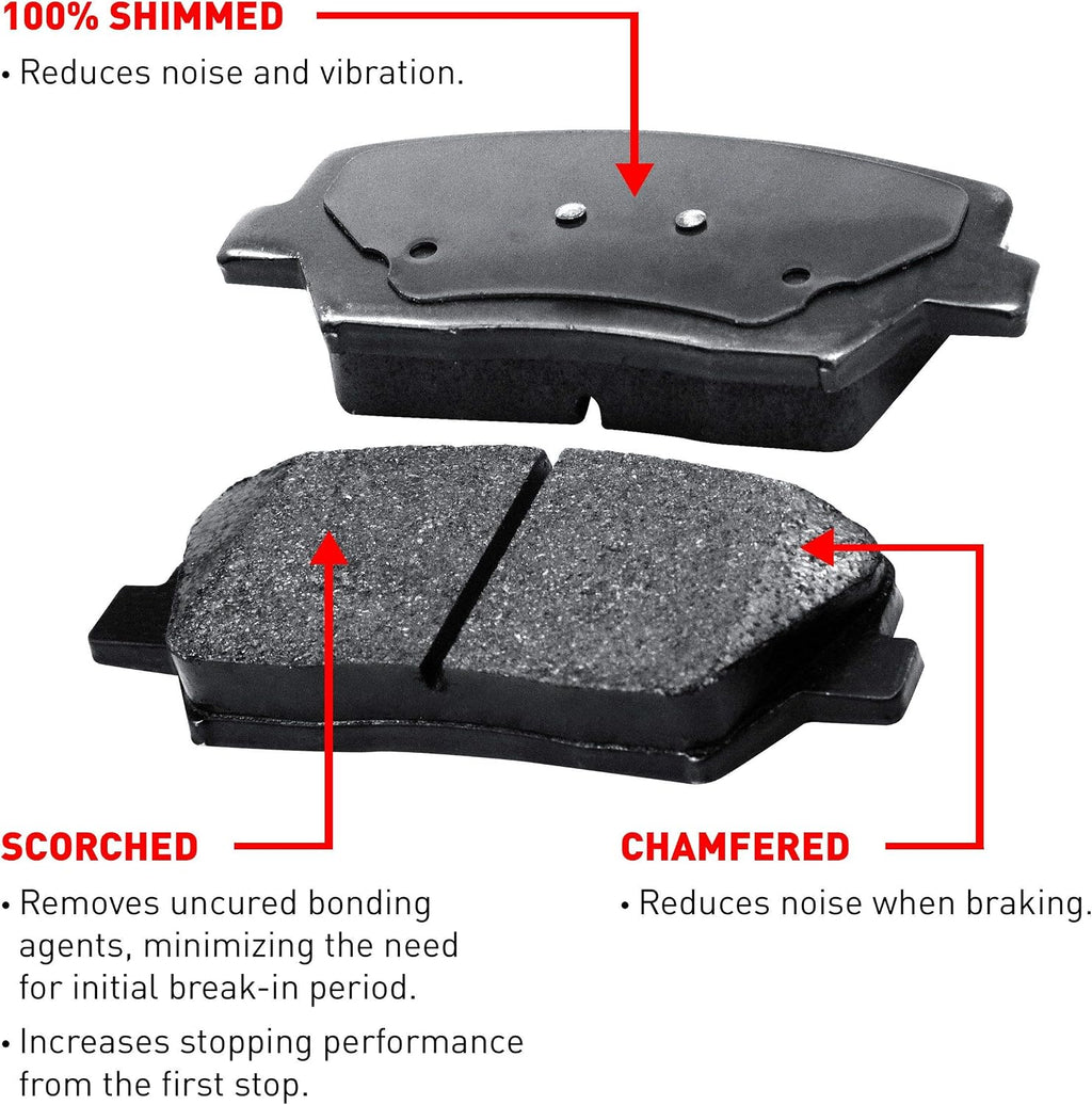 R1 Concepts Front and Rear Brake Kit Fits 2004-2006 Dodge Durango; 2002-2005 Dodge Ram 1500| Ceramic Brake Pads and Drilled Slotted Brake Rotors| 13.2' Front & 13.9' Rear