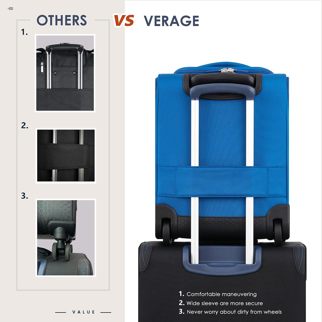 Verage Carry On Underseat Luggage with Wheels & USB Port, Wheeled Spinner Bag Carry-on Luggages for Airlines, Lightweight Suitcase Men Women, Pilots and Crew