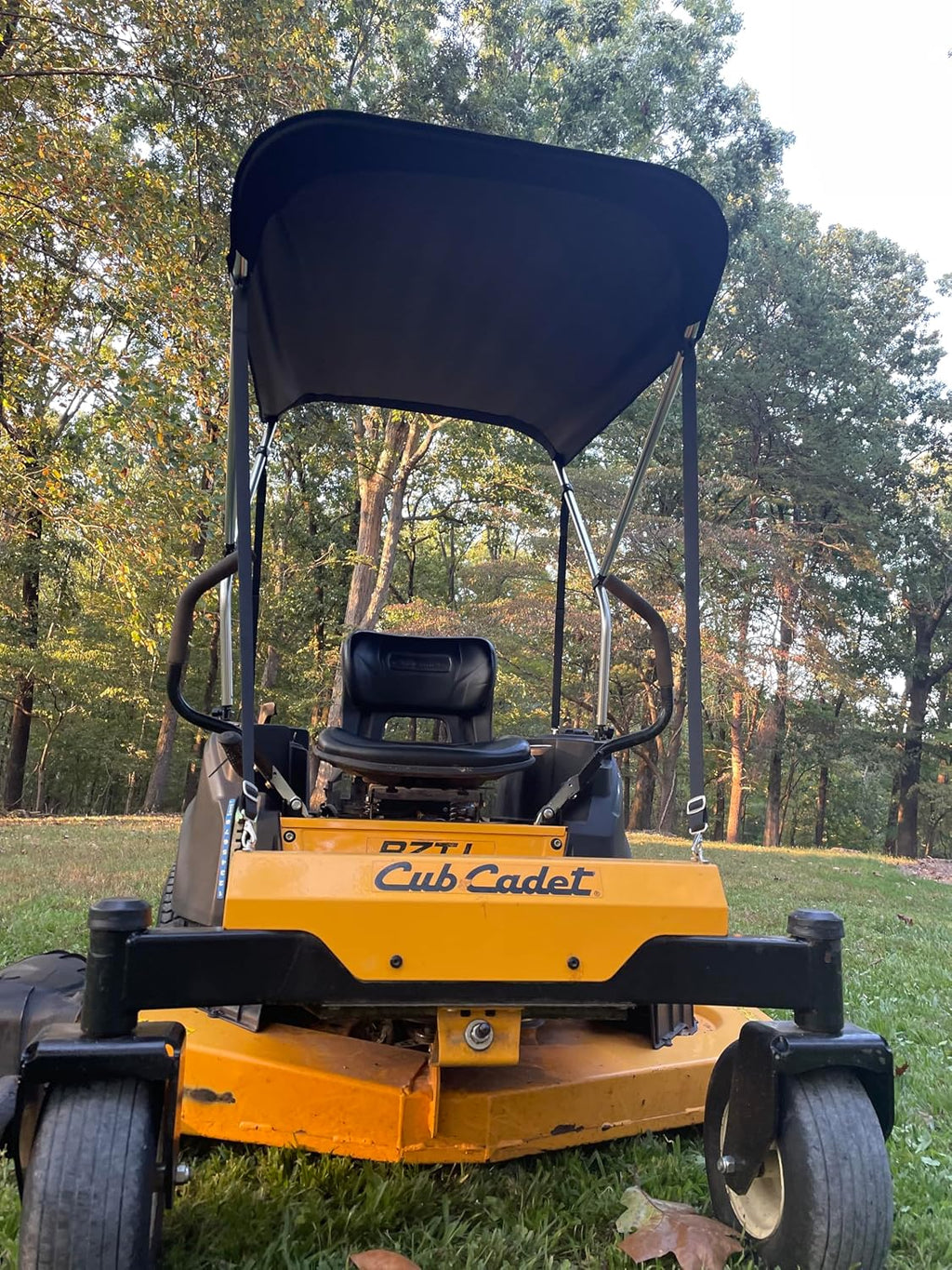 Sun Shade Canopy in Black for Zero Turn Lawn Mower - Fits Kubota, Bad Boy, Cub Cadet, Troy-Bilt & Others - Reduce Heat and Glare with this Umbrella Canopy for your Zero Turn Mower