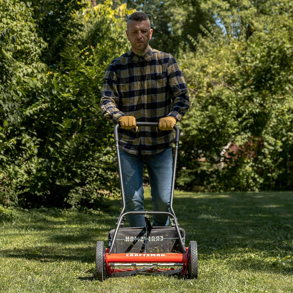 Craftsman 1816-16CR 16-Inch 5-Blade Push Reel Lawn Mower with Grass Catcher, Red