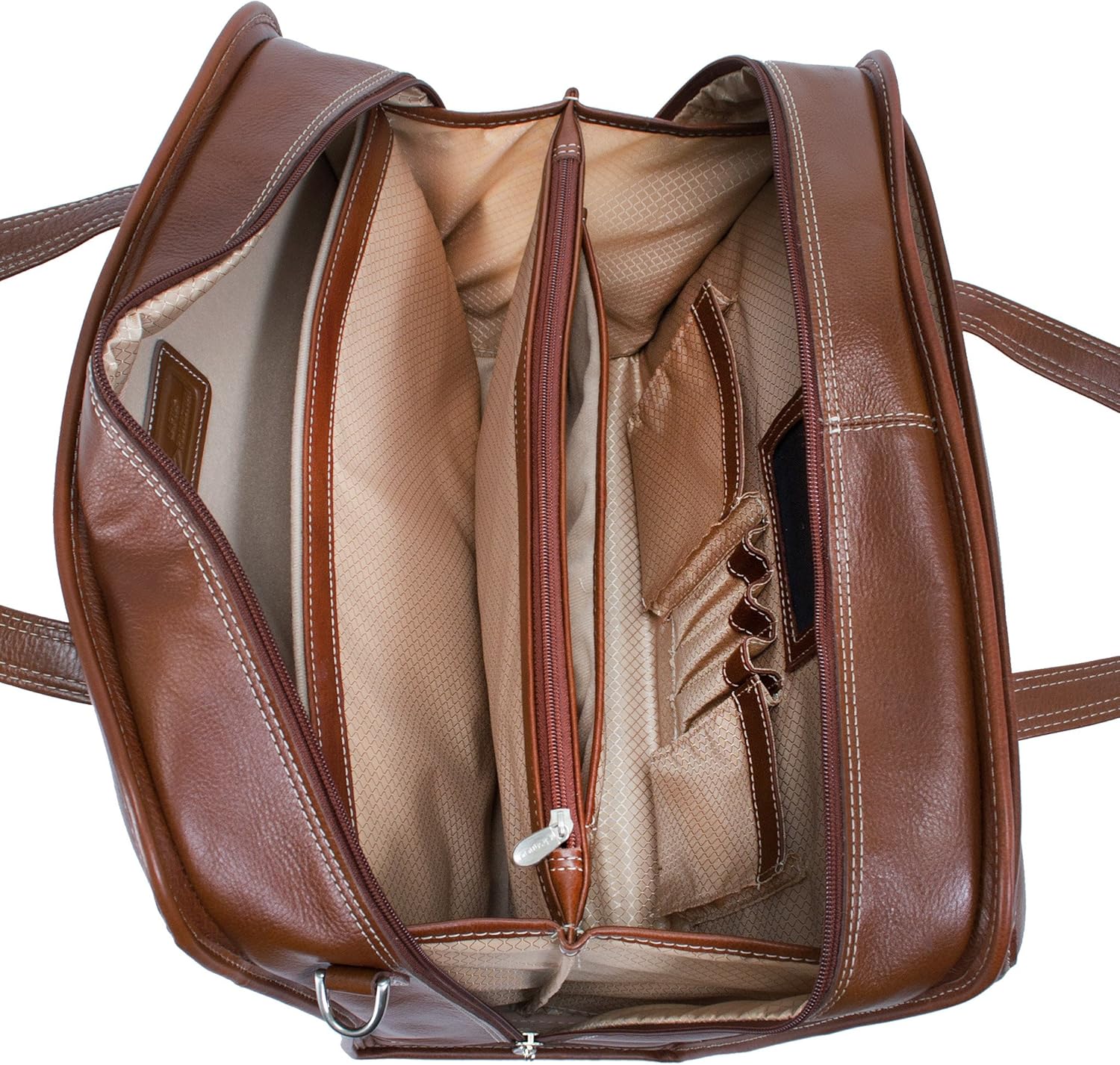 Siamod, VERNAZZA, CARUGETTO, Napa Cashmere Leather, 15' Leather Patented Detachable -Wheeled Laptop Briefcase, Cognac (45294), 18 L x 8 75 W x 14 5 H