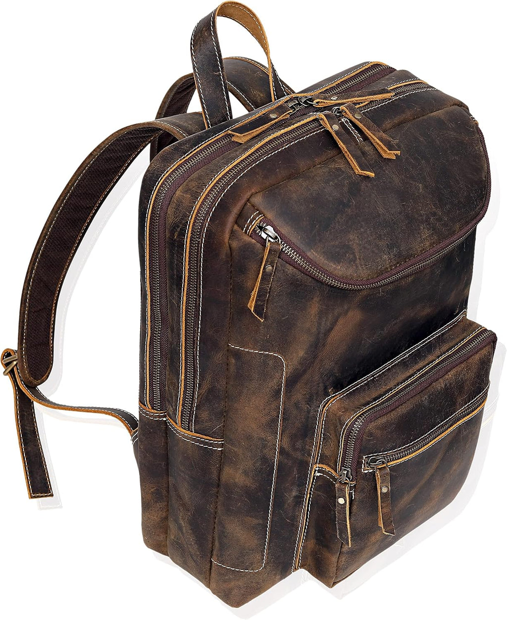 Vintage Leather Backpack For Men 16' Laptop Bag Large Capacity Business Travel Hiking Shoulder Daypacks Business Office Brown (Laptop Backpack 1)