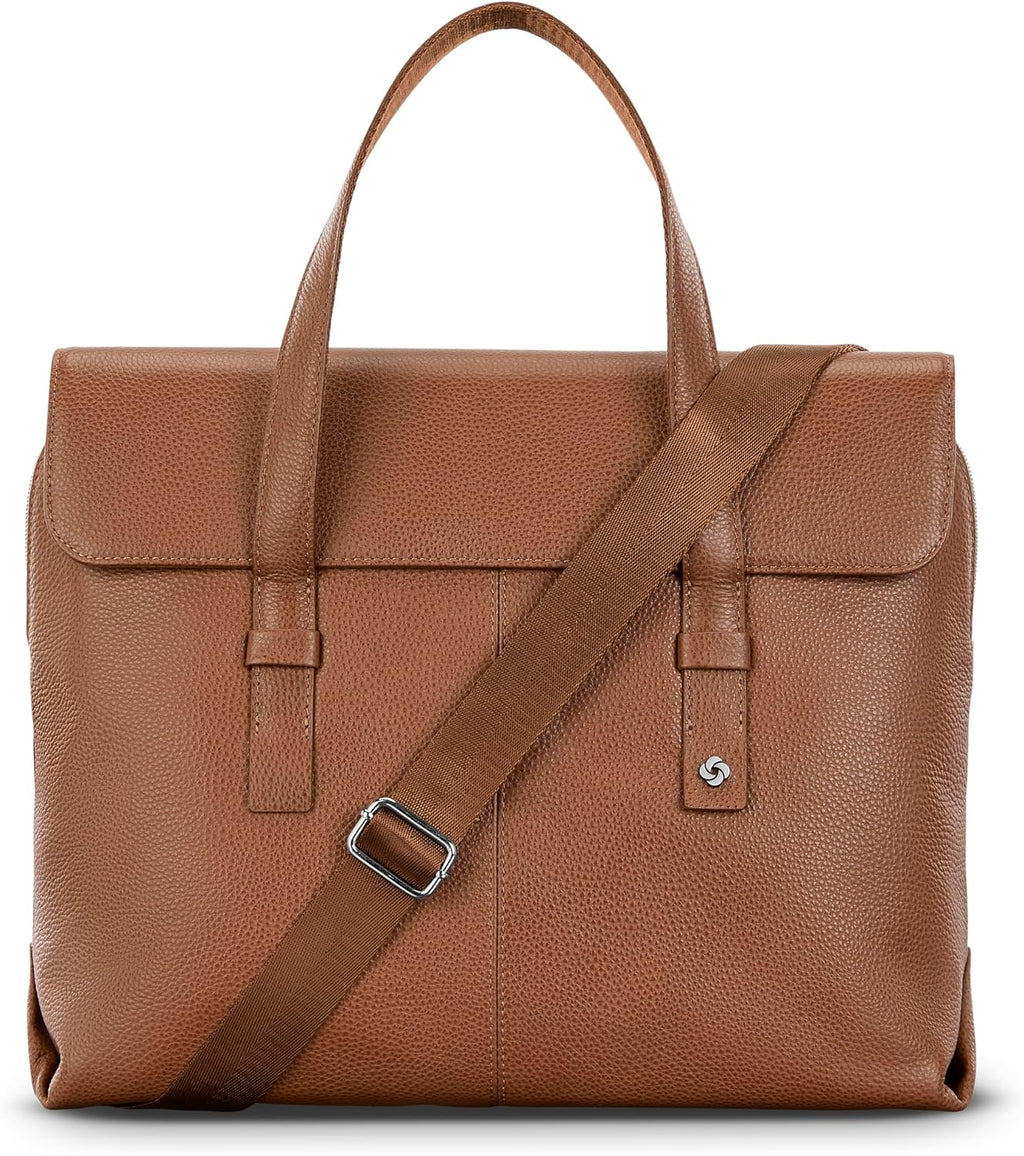 Samsonite Mobile Solution 2 Convertible Leather Briefcase, Pebbled Leather Laptop Bag with Crossbody Strap, Padded Sleeve, StackIt™ Strap & Organizational Pockets – Professional Work Tote