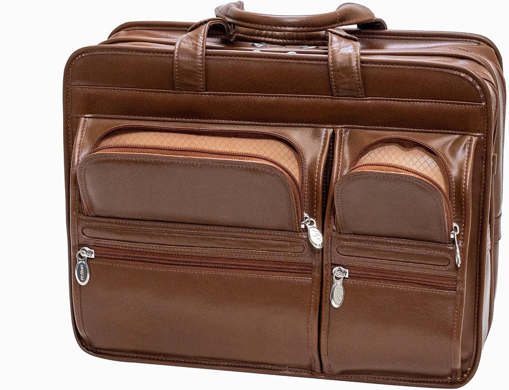 McKleinUSA CLINTON, 17' Leather Patented Detachable -Wheeled Laptop Briefcase