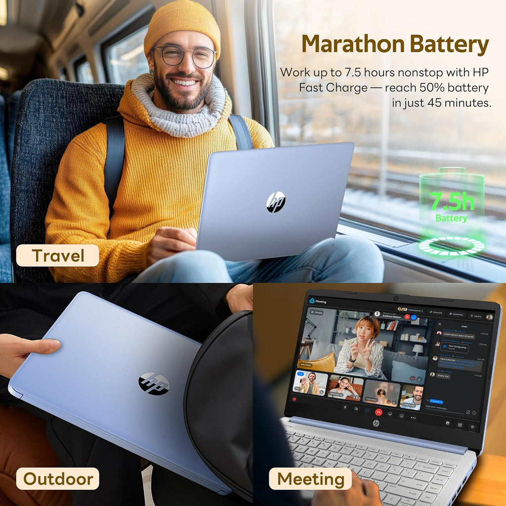 HP Flagship 14' HD Student&Business Laptop with AI Copilot, 13th Gen Intel 4-Core, 16GB RAM, 256GB Storage (128GB UFS + 128GB Docking Station), 1 Year Office 365, 720p Webcam, Win 11, Sky Blue