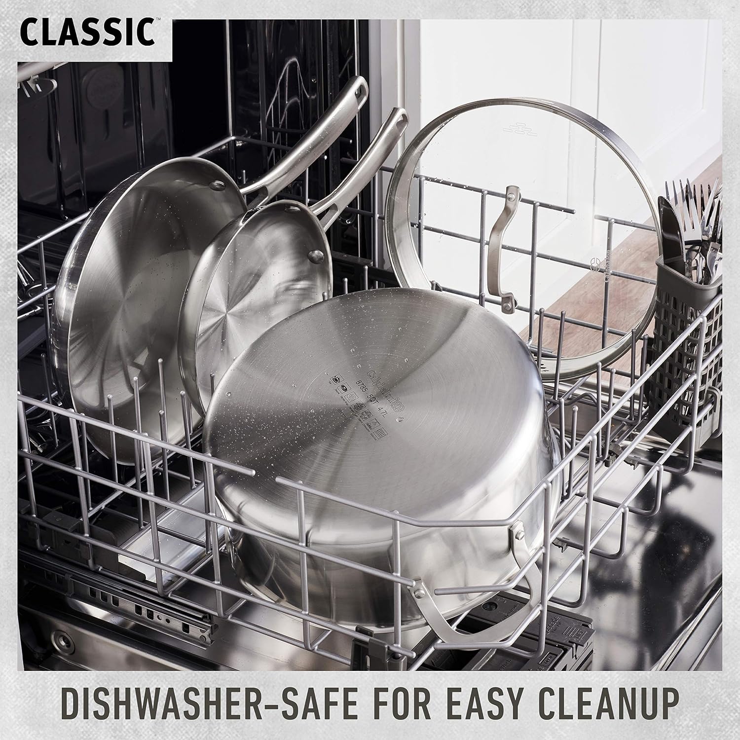 Calphalon Classic Stainless Steel Cookware Set, 10-Piece, Impact-Bonded Aluminum Base, Stay-Cool Handles, Oven Safe 450F, Silver