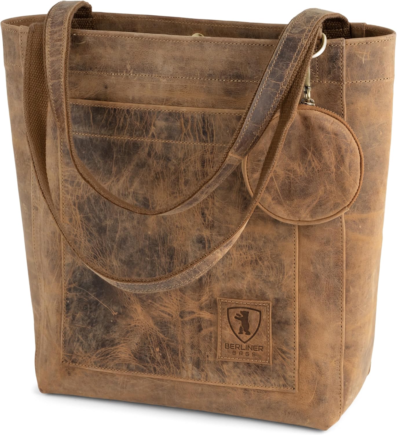 Berliner Bags Vintage Genuine Leather Tote Bag Seville, Handbag, Large Shopper for Women