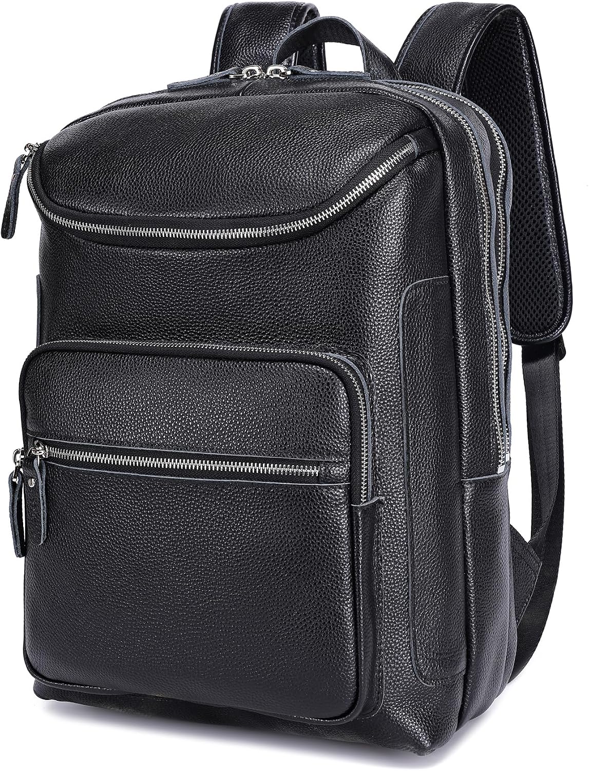 LANNSYNE Leather Backpack For Men, 15.6' Leather Laptop Backpack Hiking Travel Bag Camping Rucksack