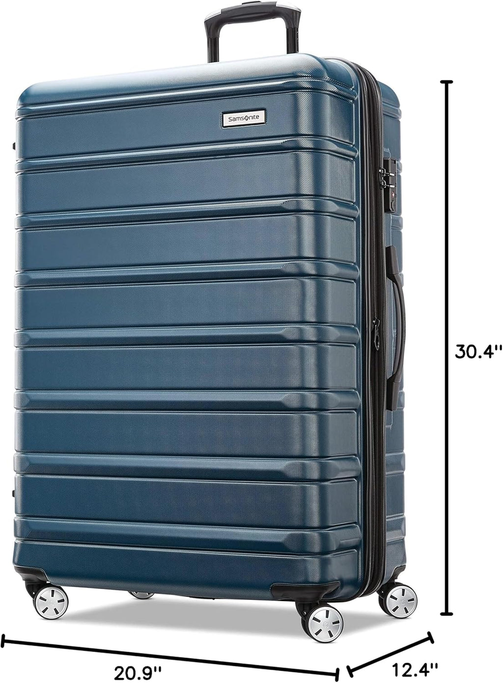 Samsonite Omni 2 28-Inch Large Checked Hardside Luggage with 360° Spinner Wheels - Scratch Resistant Hardshell - TSA Lock - Expandable Polycarbonate Shell for Lightweight Travel - Nova Teal