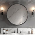 ANDY STAR Hand-Forged Round Mirror for Wall, 24 Inch Black Solid Steel Antique Rounded Bathroom Mirror, Vintage Hammered Metal Frame Circle Mirror for Wall Decor, Vanity, Bedroom, Entryway
