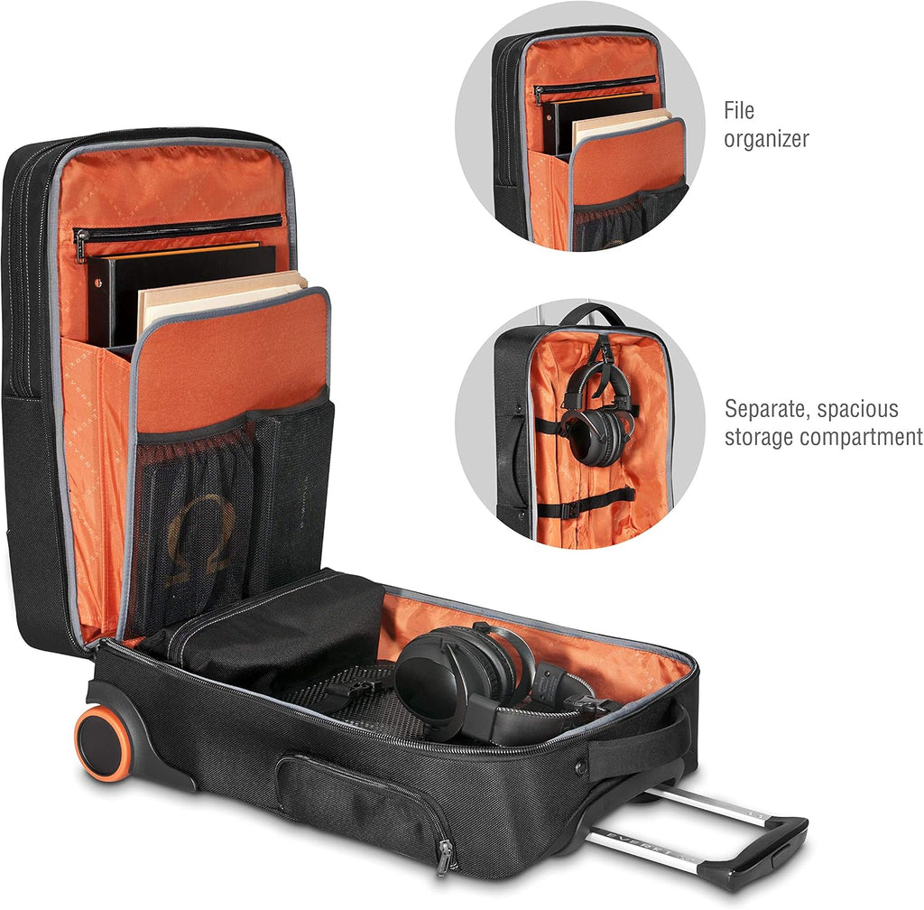 EVERKI Wheeled 420 Laptop Trolley, Rolling Carry-On Work Bag, TSA Friendly Removable Sleeve, Flight Approved, Organized Travel Luggage w/ Wheels for Business & Gaming, Fits Laptops up to 18.4' - Black