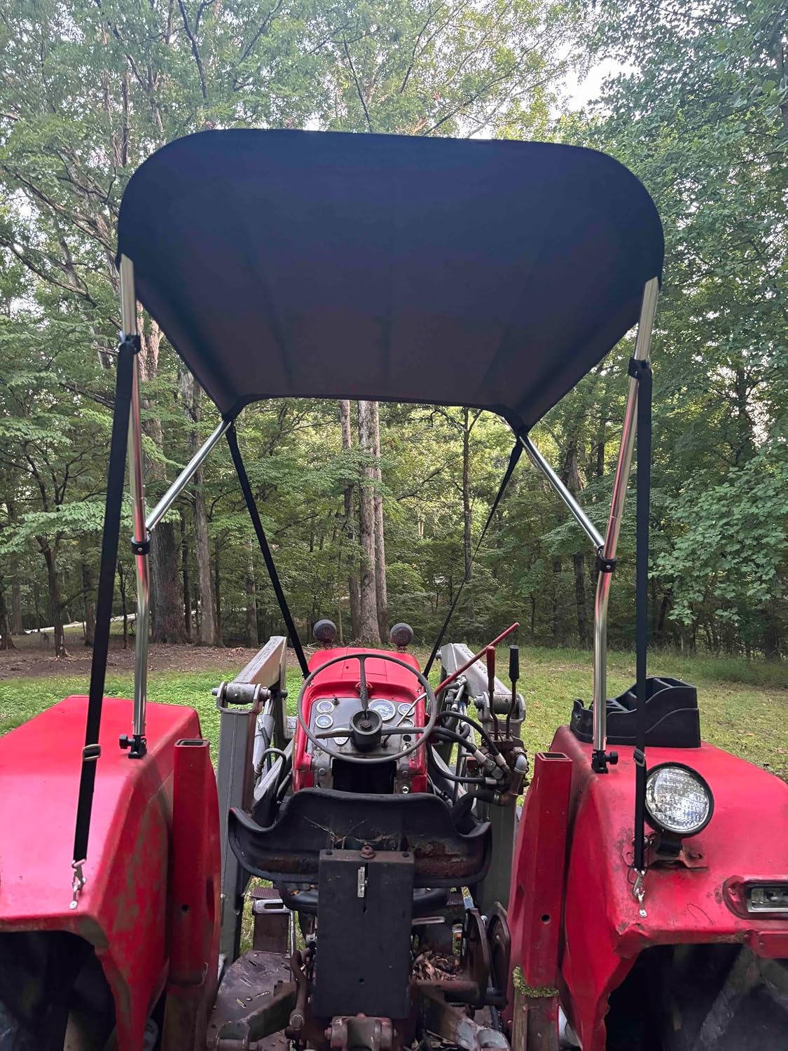 Tractor Sun Shade Canopy in Black by Cypress Rowe Outfitters - Compatible with John Deere, Kubota, Massey Ferguson, Case International Harvester & Others - Reduce Heat/Glare with this Umbrella Canopy