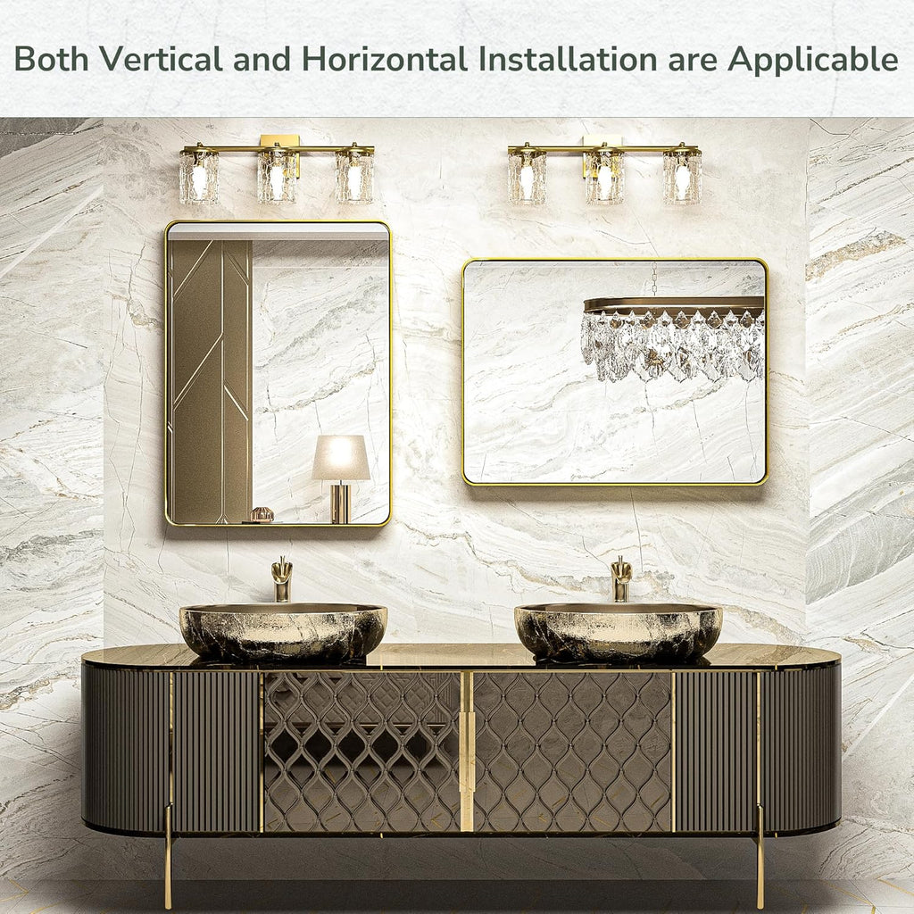 TokeShimi 28x36 Inch Gold Bathroom Mirror for Wall Metal Rounded Corner Rectangle Mirror Metal Frame Deep Set Design Hangs Horizontal Or Vertical