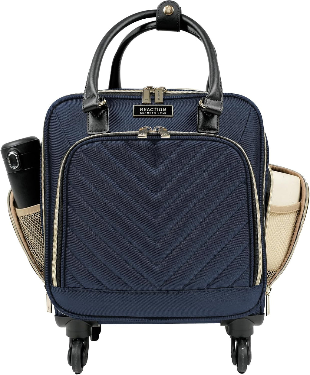 Kenneth Cole REACTION Chelsea 2-Piece Bundle - 17' 4-Wheel Spinner Underseat Carry-On Luggage & Matching 15' Laptop Backpack, Navy