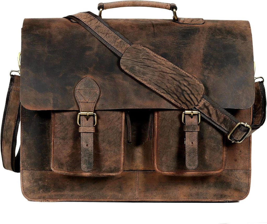 cuero Retro Brown Laptop Messenger Bag Office Briefcase Crossbody Travel Bag For Men And Women Bag Office Laptop Bag