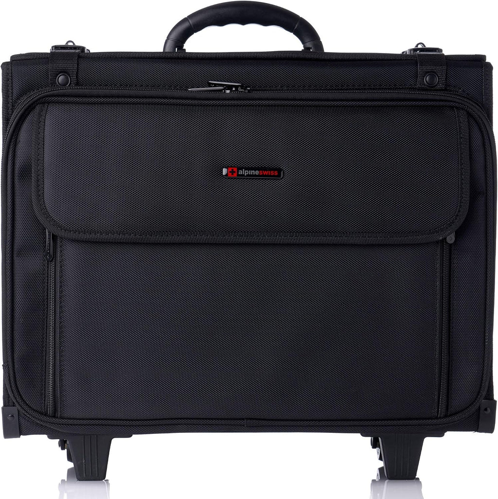 Alpine Swiss Rolling Briefcase | Laptop Bag For Men & Women | Hard Side Catalog Case on Wheels | Legal Size File Dividers | Lawyers Attache Case | Carry-On Overnight Business Travel Bag