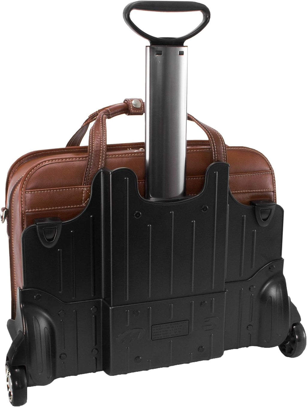 Siamod, VERNAZZA, CARUGETTO, Napa Cashmere Leather, 15' Leather Patented Detachable -Wheeled Laptop Briefcase, Cognac (45294), 18 L x 8 75 W x 14 5 H