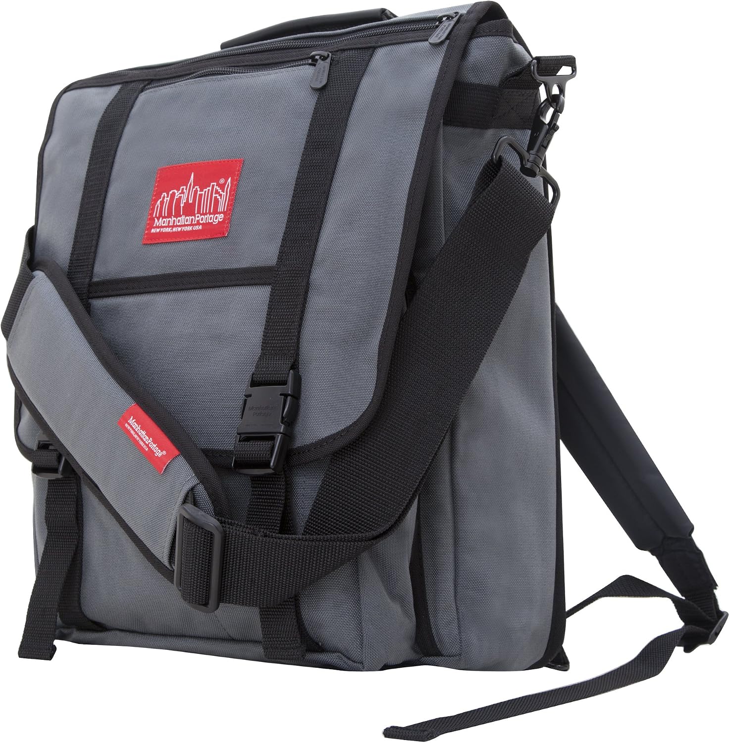 Manhattan Portage Commuter Laptop Bag Stylish Messenger Bag for Men & Women Durable Cordura Fits Up to 17' Laptop Ideal for Work College Travel (Grey)