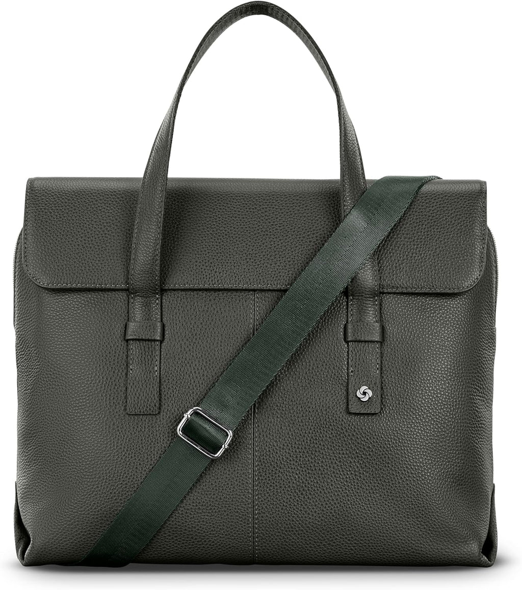 Samsonite Mobile Solution 2 Convertible Leather Briefcase, Pebbled Leather Laptop Bag with Crossbody Strap, Padded Sleeve, StackIt™ Strap & Organizational Pockets – Professional Work Tote
