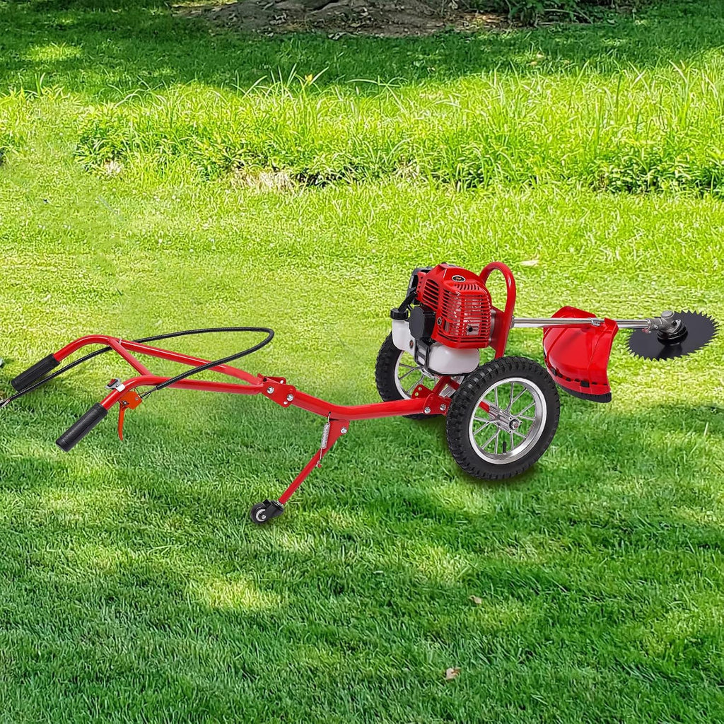 2 Stroke Lawn Mower Gas Powered 49CC Hand Push Irrigation Mower Walk-Behind Push Grass Trimmer Brush Cutter Push Mower Weeding Machine for Lawn Garden