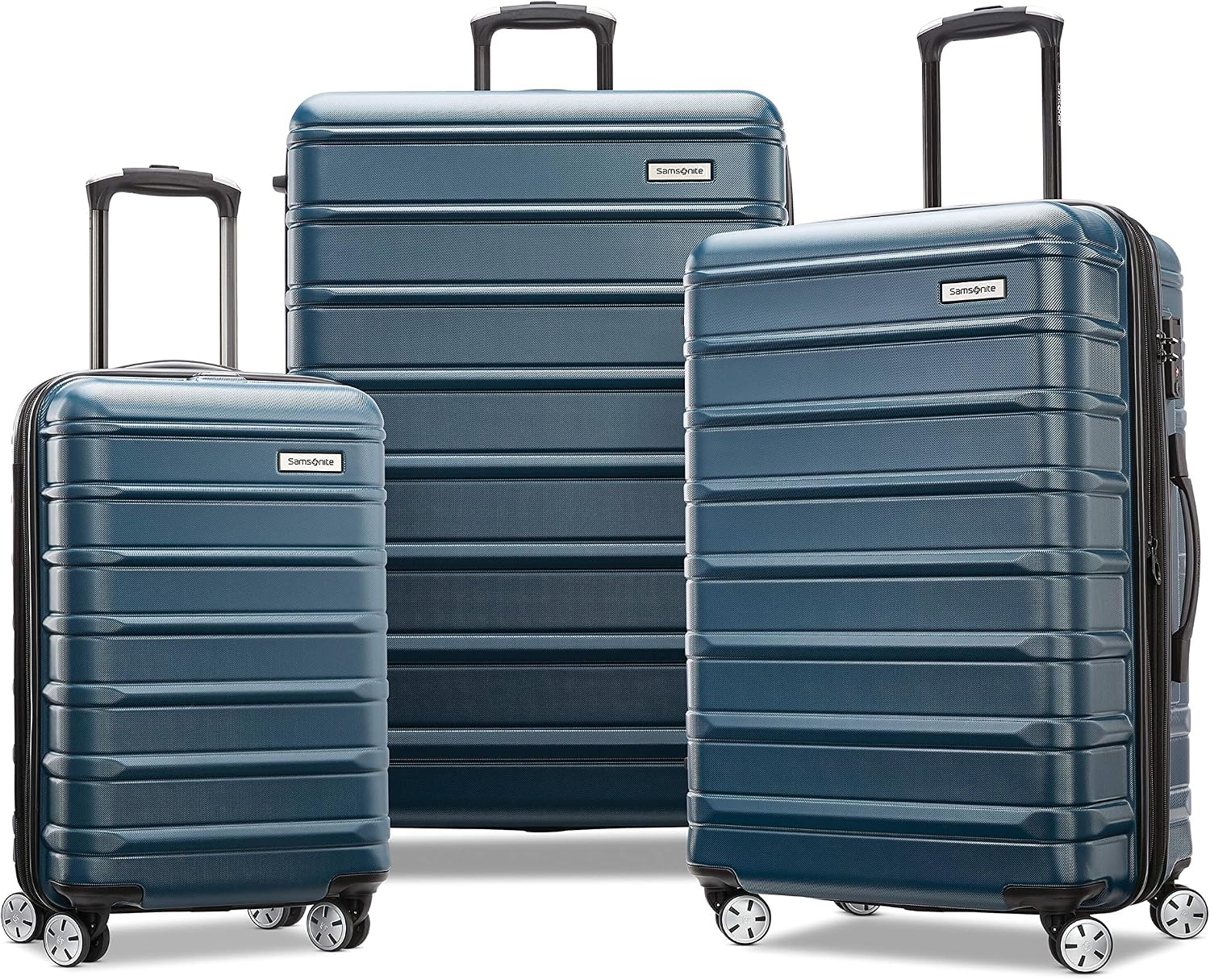 Samsonite Omni 2 Hardside 3 Piece Set - Includes Global Carry-On, Medium, & Large Checked Suitcases - 360° Dual Spinner Wheels - Integrated TSA Lock & Expansion - Amazon Exclusive - Nova Teal
