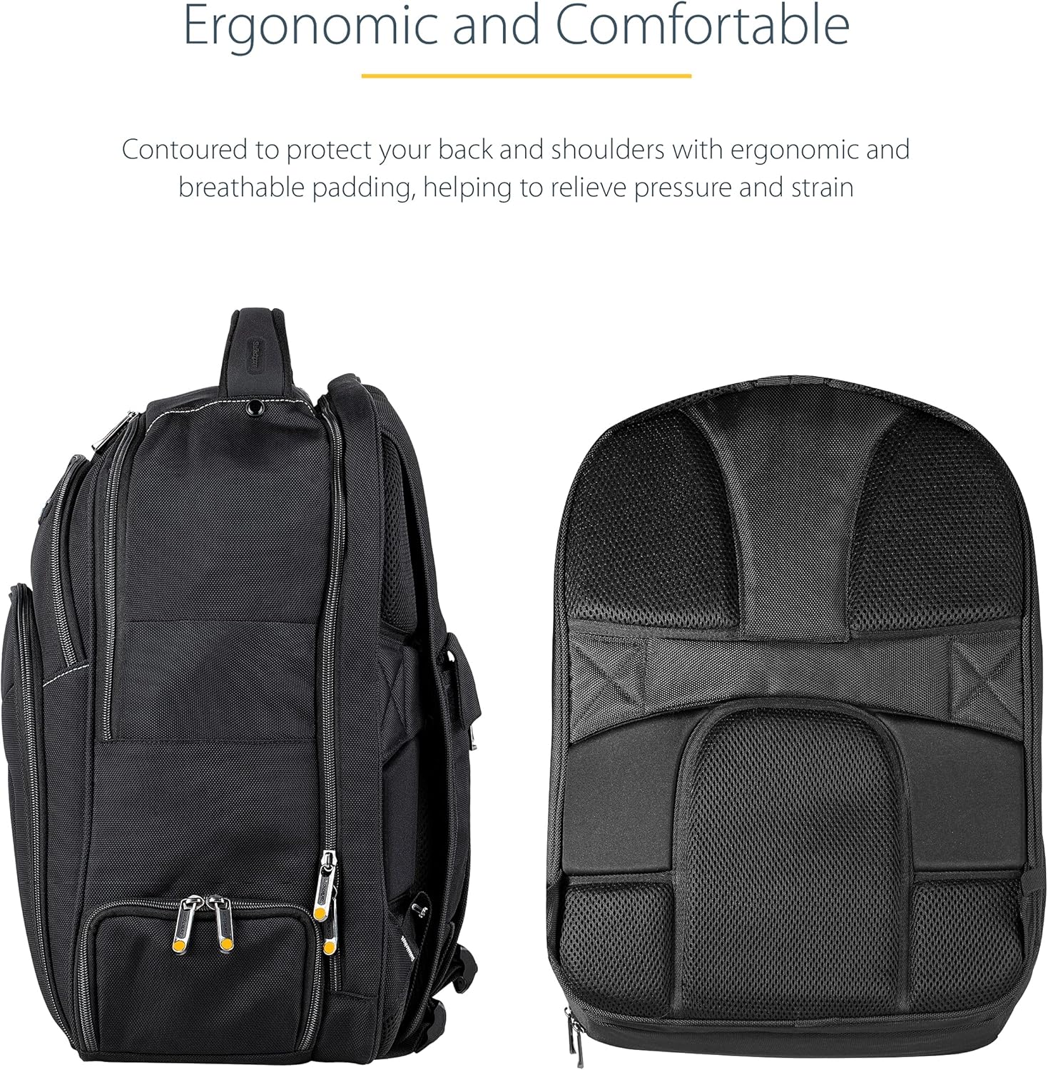StarTech.com Unisex Backpack Ergonomic Computer Bag with Removable Accessory Case-Laptop/Tablet Pockets-Nylon, Black, 15.6' Professional IT Tech Work/Travel/Commute (NTBKBAG156)