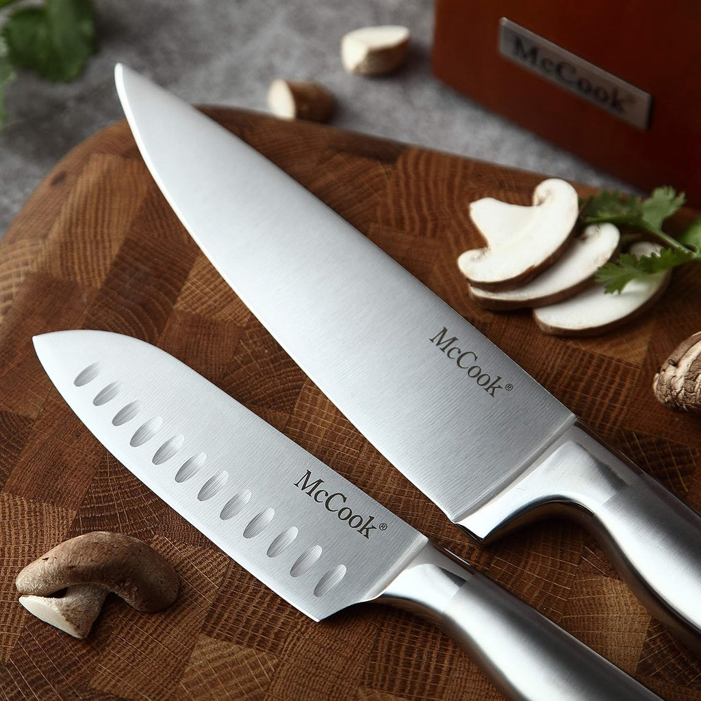 McCook® Knife Sets, German Stainless Steel Kitchen Knife Block Sets with Built-in Sharpener (Pack of 2)