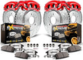 PowerStop Front and Rear Brake & Caliper Kit for Ford F-150 2012-18 - Drilled & Slotted Disc Rotors + Z36 Brake Pads + Red-Powder Coated Calipers, KC6268-36