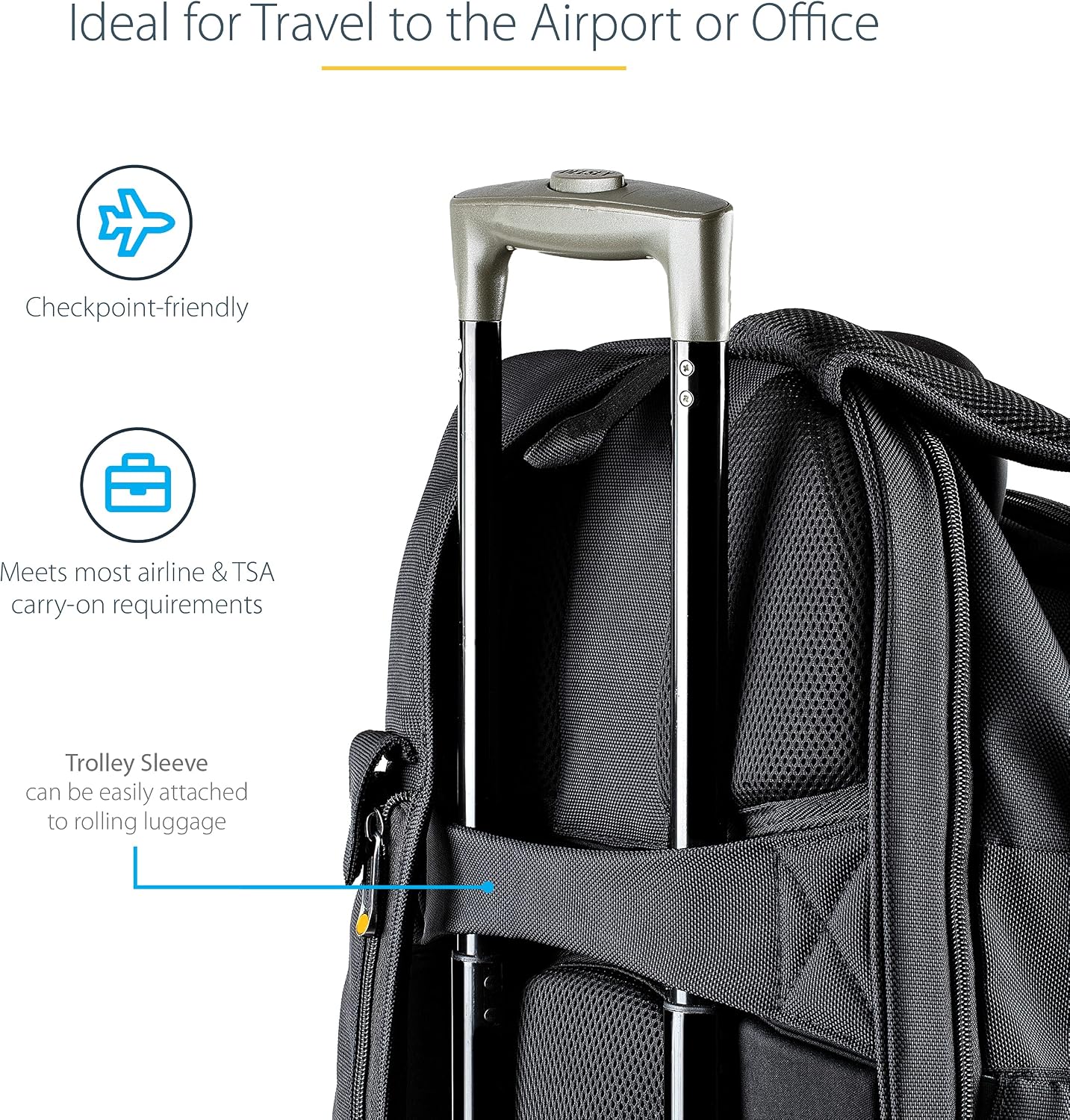 StarTech.com Unisex Backpack Ergonomic Computer Bag with Removable Accessory Case-Laptop/Tablet Pockets-Nylon, Black, 15.6' Professional IT Tech Work/Travel/Commute (NTBKBAG156)