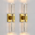 Epinl Gold Wall Sconces Set of Two - Bathroom Sconces Wall Lighting 14W Dimmable LED Crystal Wall Light with Bubble Glass 15.7inch Indoor Vanity Lights for Bathroom Hallway Bedroom (2 Pack)