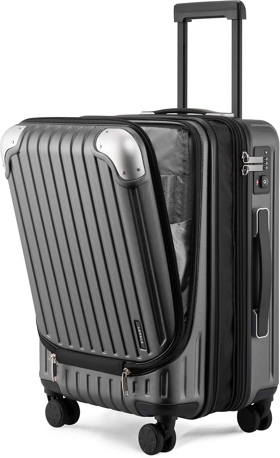 LEVEL8 Grace Carry on Luggage, 20 Inch Expandable Hard Shell Suitcase with Wheels, Abs+Pc Harshell Spinner Luggages with Tsa Lock, Travel Bag for Women Men, Grey