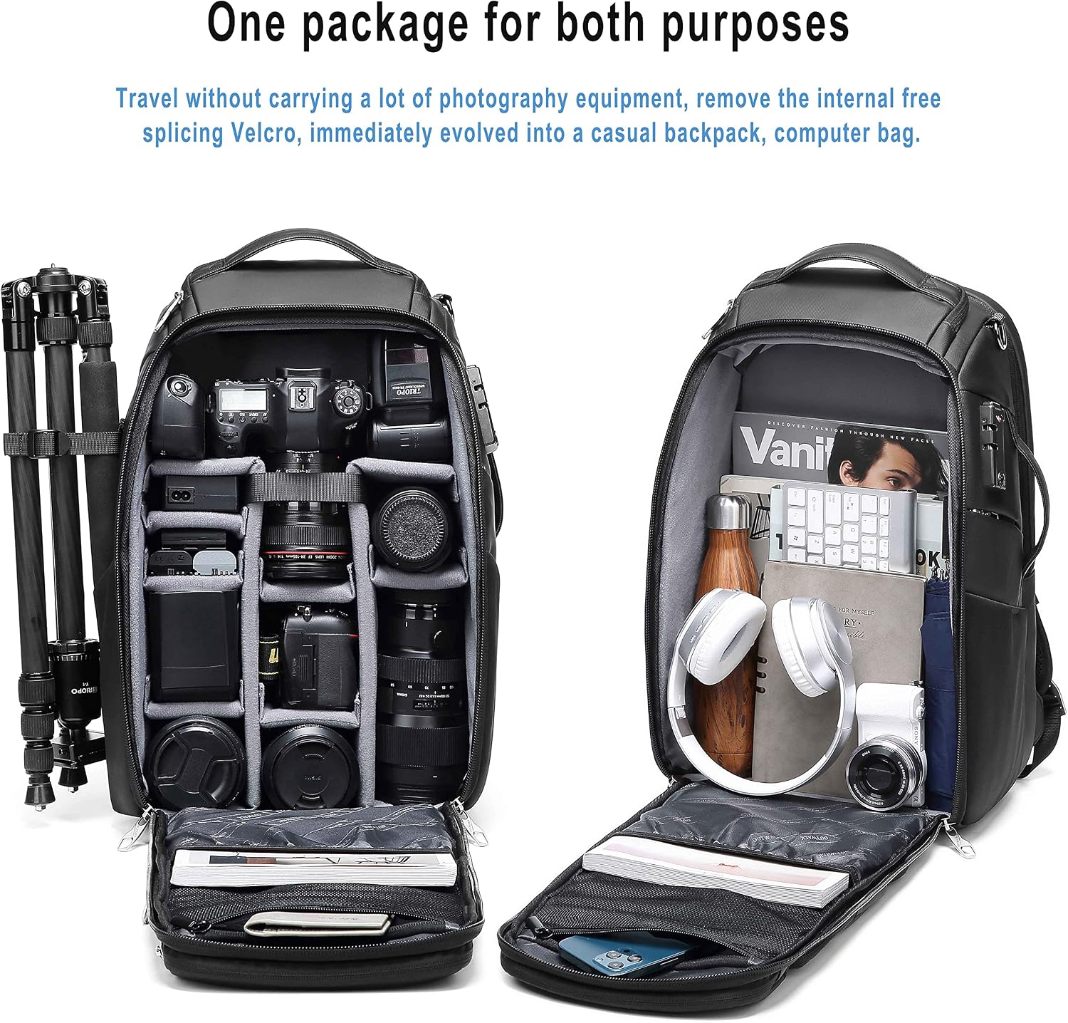 Waterproof DSLR Camera Backpack - Large with TSA Lock, Fits Drone & 17-Inch Laptop