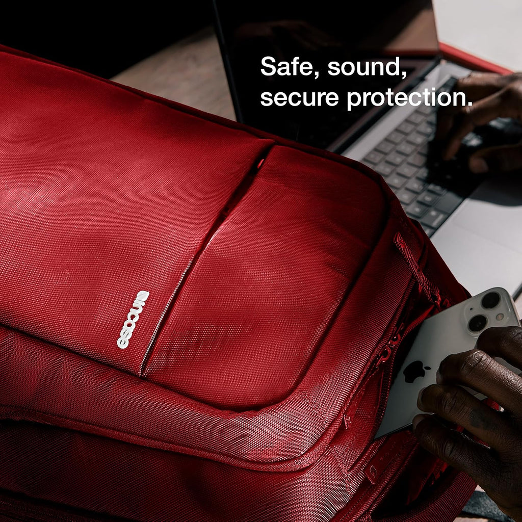 Incase ICON Backpack – Large Tech Backpack for Business, School, Travel – Laptop Bag with 8 Compartments, Fits 16 Inch Devices – Dedicated Laptop, Tablet, Phone and Accessory Pockets - Signal Red