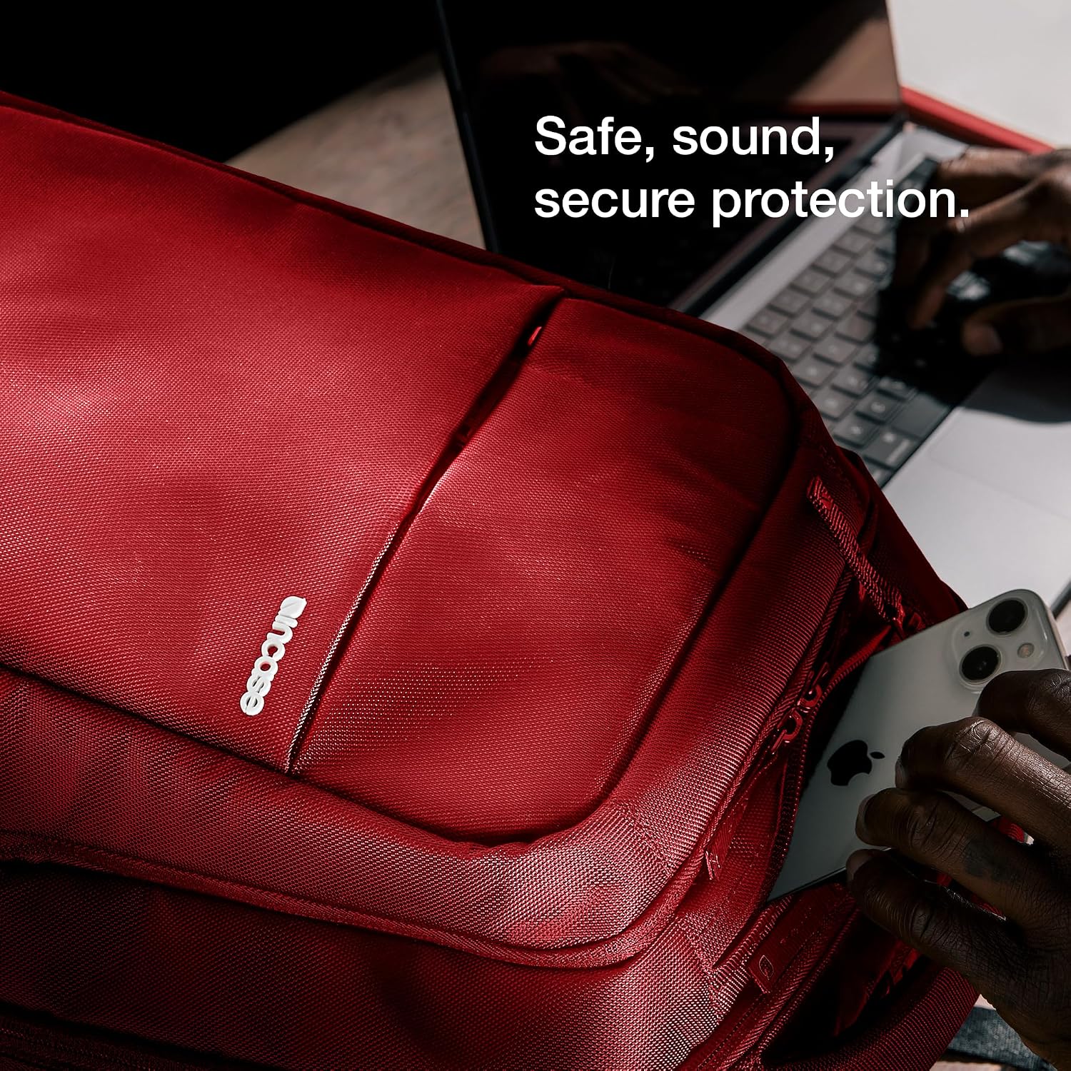 Incase ICON Backpack – Large Tech Backpack for Business, School, Travel – Laptop Bag with 8 Compartments, Fits 16 Inch Devices – Dedicated Laptop, Tablet, Phone and Accessory Pockets - Signal Red