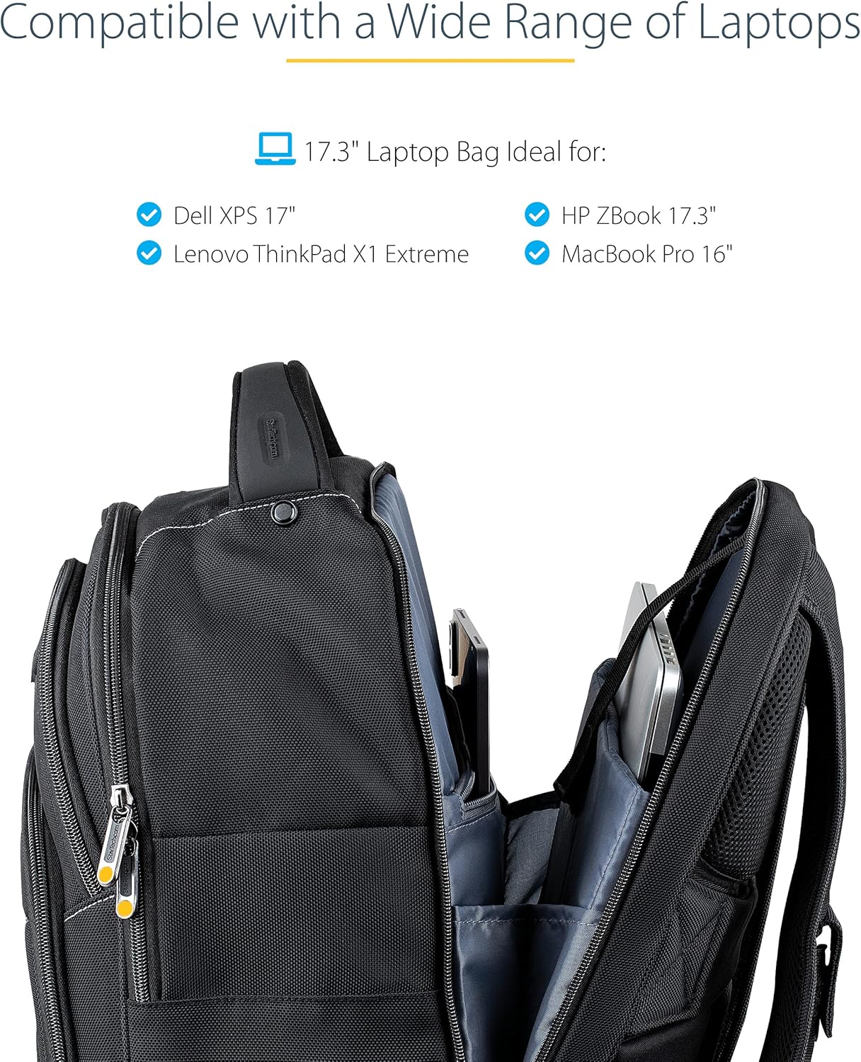 StarTech.com 17.3' Laptop Backpack with Removable Accessory Case - Professional IT Tech Backpack for Work/Travel/Commute - Durable Ergonomic Computer Bag - Nylon - Notebook/Tablet Pockets (NTBKBAG173)