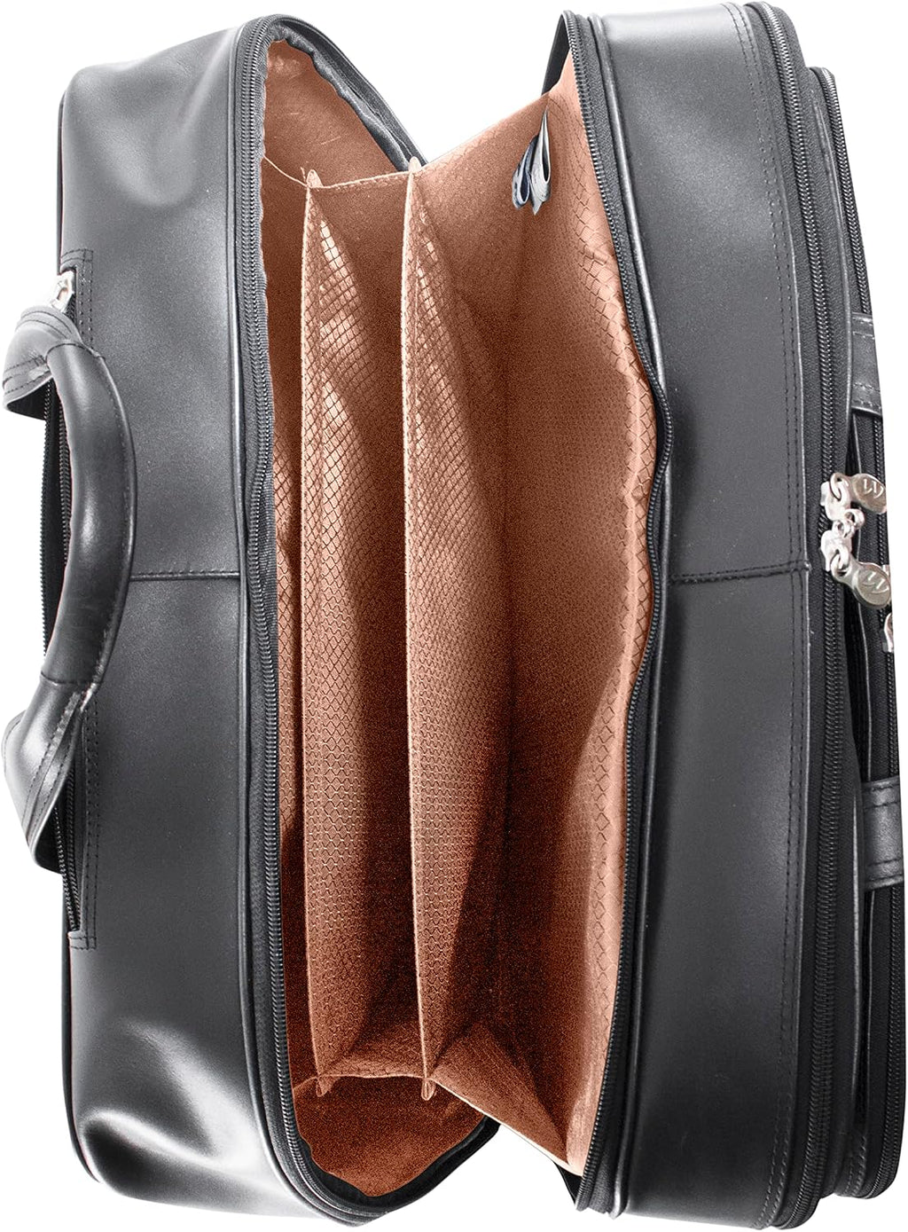 McKlein, L Series, Bowery, Top Grain Cowhide Leather, 15' Leather Wheeled Laptop Briefcase, Black (87855)