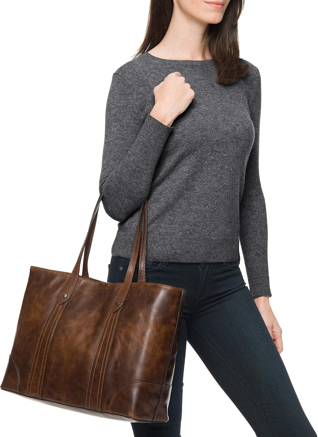 Frye Women's Melissa Shopper Tote Bag, Stylist Large Handbag with Adjustable Strap & Pockets