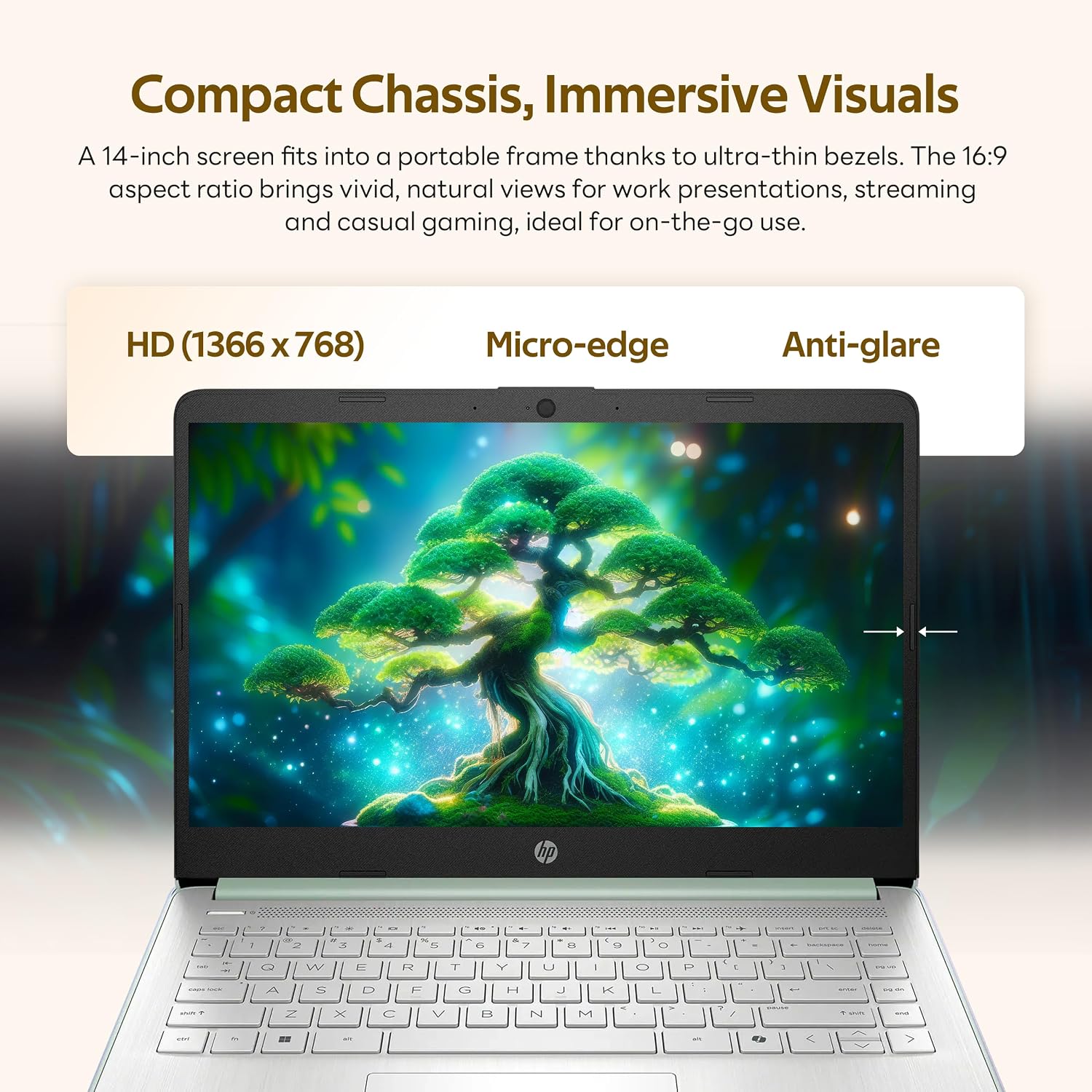 HP Flagship 14' HD Student&Business Laptop with AI Copilot, 13th Gen Intel 4-Core, 16GB RAM, 256GB Storage (128GB UFS + 128GB Docking Station), 1 Year Office 365, 720p Webcam, Win 11, Willow Green