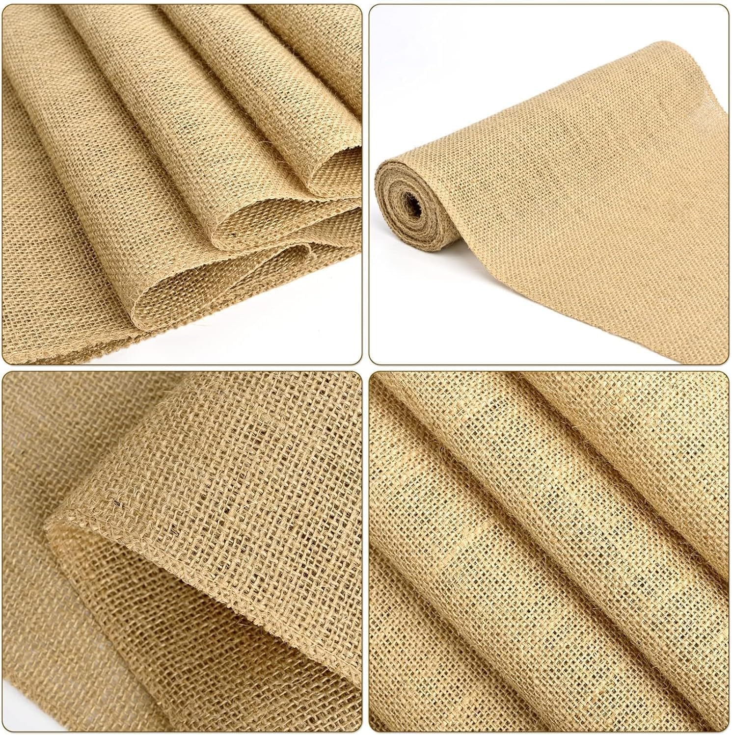 VDS Pack of 25, Burlap Table Runner 100% Natural Jute Rustic Hessian Table Cloth Centrepiece for Wedding Bridal Shower Birthday Event Party Banquet Table Decoration (Size 12X108 Inch)(Natural Beige)