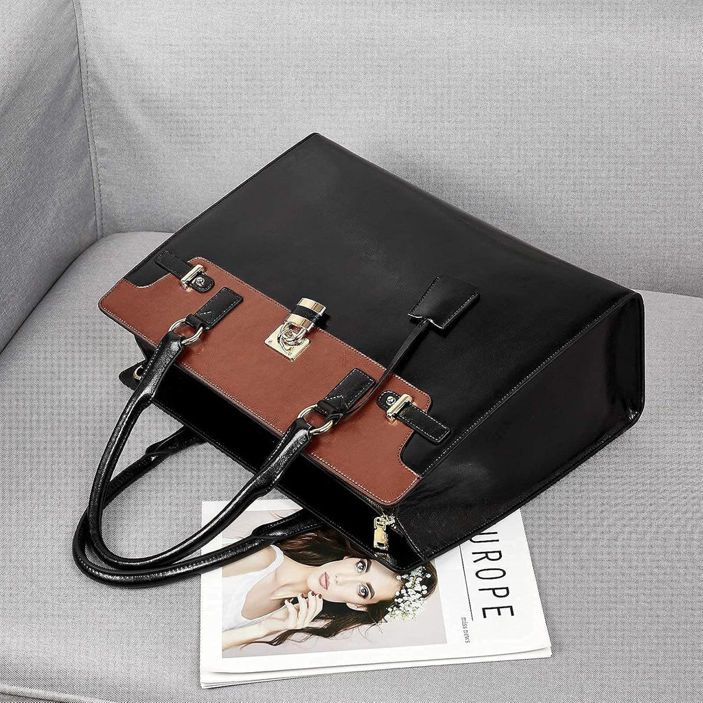 BOSTANTEN Briefcase for Women 15.6 inch Leather Laptop Bag Vintage Slim Lawyer Business Bag Stylish Work Purse
