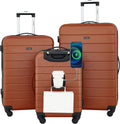 Wrangler Smart Spinner Hardside Luggage, 3 Piece Set, Burnt Orange