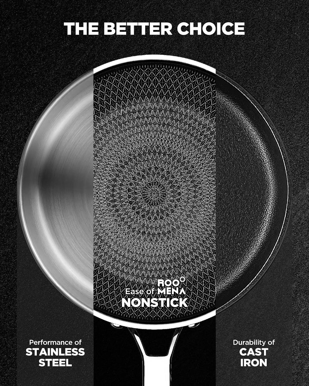 Pots and Pans Set Hybrid Stainless Steel, 10PC Nonstick Tri-Ply Cookware Set w/Frying pan, Dishwasher & Oven Safe, PFOA-Free, Metal Utensil Safe, Suitable for All Cooktops