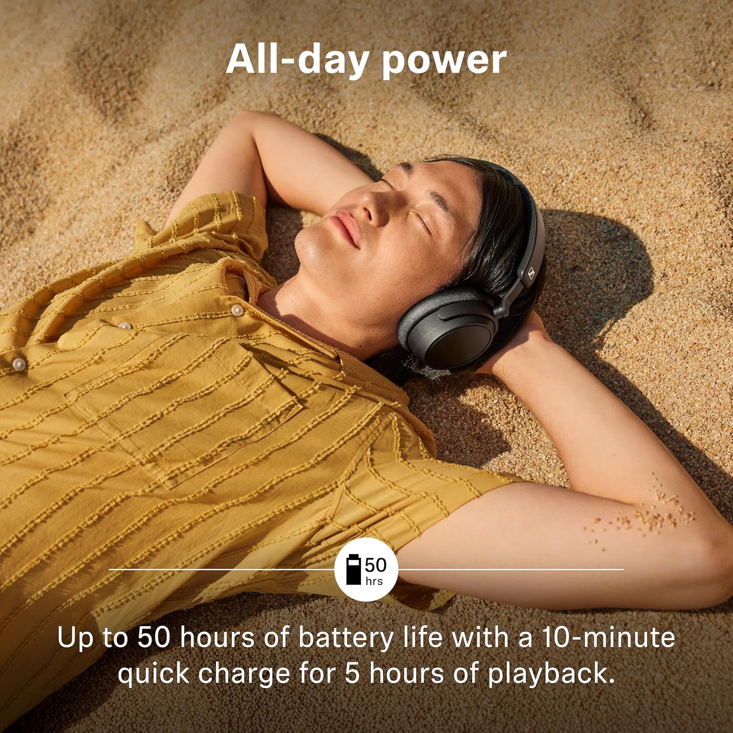Sennheiser ACCENTUM Plus Wireless Bluetooth Noise Cancelling Headphones - Quick-Charge Feature, Up to 50HR Playtime, Adaptive Hybrid ANC, for Traveling, School & Work, White