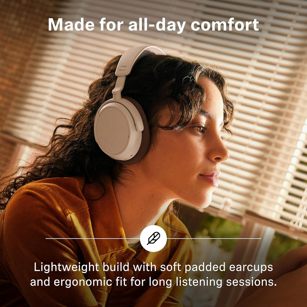Sennheiser ACCENTUM Plus Wireless Bluetooth Noise Cancelling Headphones - Quick-Charge Feature, Up to 50HR Playtime, Adaptive Hybrid ANC, for Traveling, School & Work, White