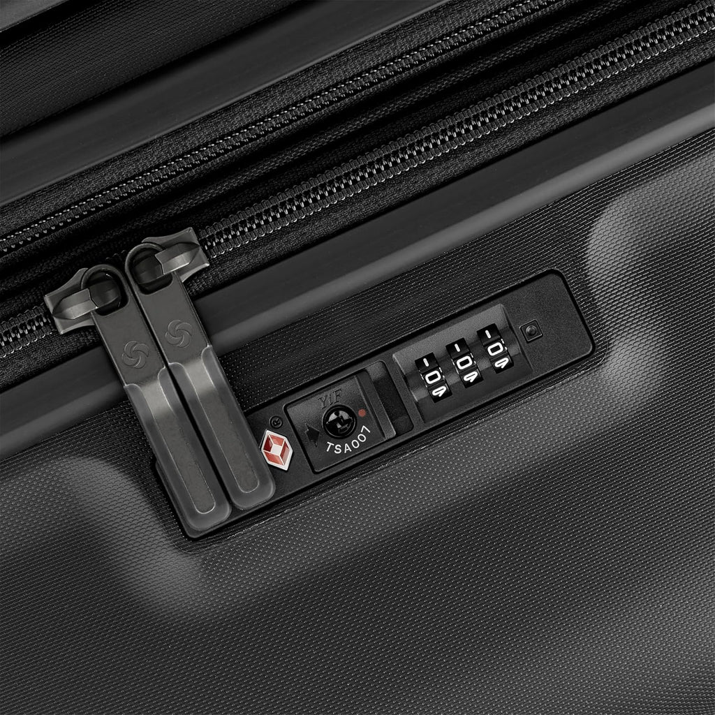 Samsonite Elevation Plus - Carry-On Hardside Luggage - Scratch Resistant Polypropylene Shell, RightHeight™ Adjustable Handle, Integrated AirTag Holder, TSA Lock, WetPak™ Compartment - Triple Black