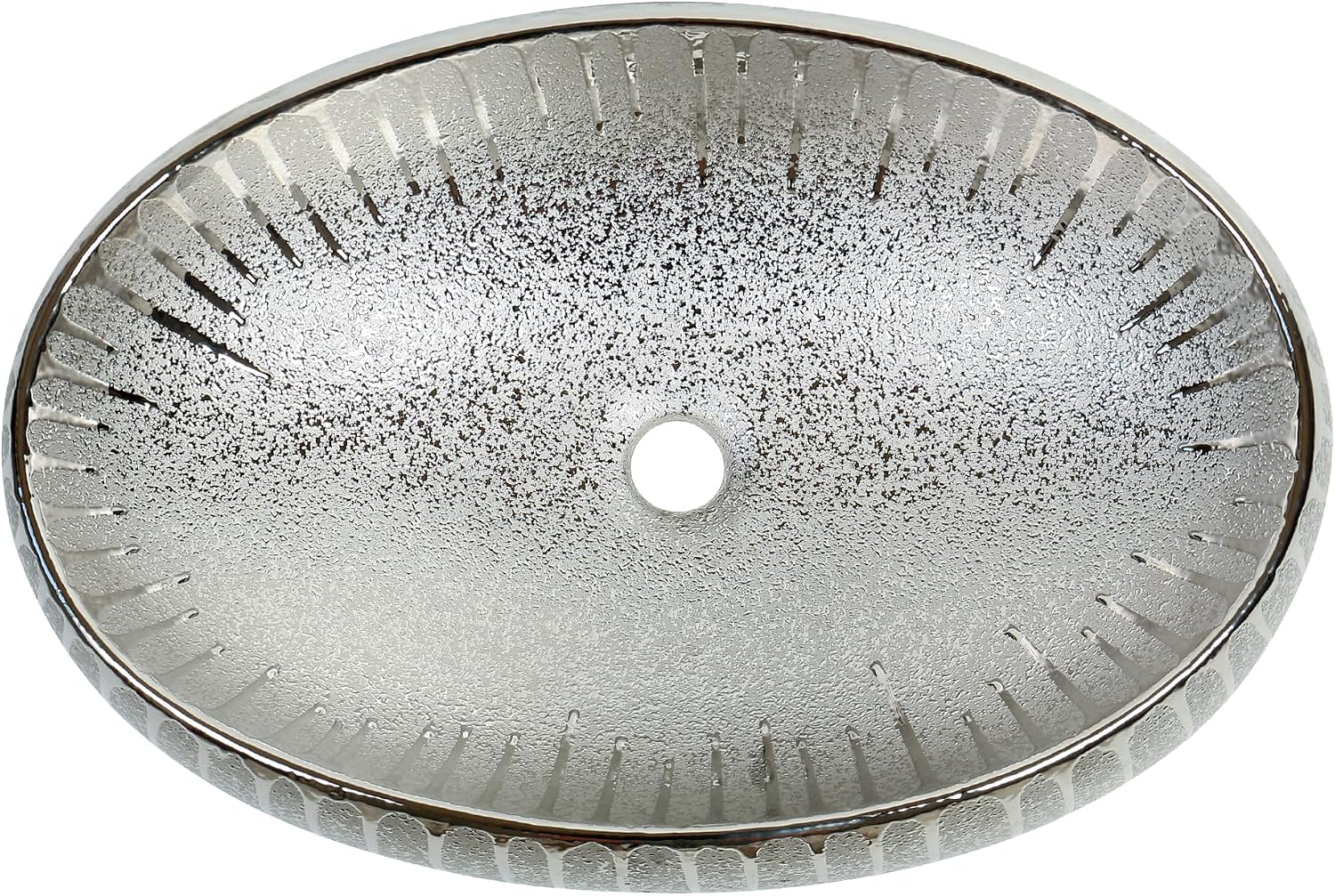 Fine Fixtures 23' x 15' Luxury Silver Vessel Bathroom Sink - Oval Ceramic Sink Bowl, Elegant Countertop Wash Basin, Perfect Sink for Vanity Top Installation