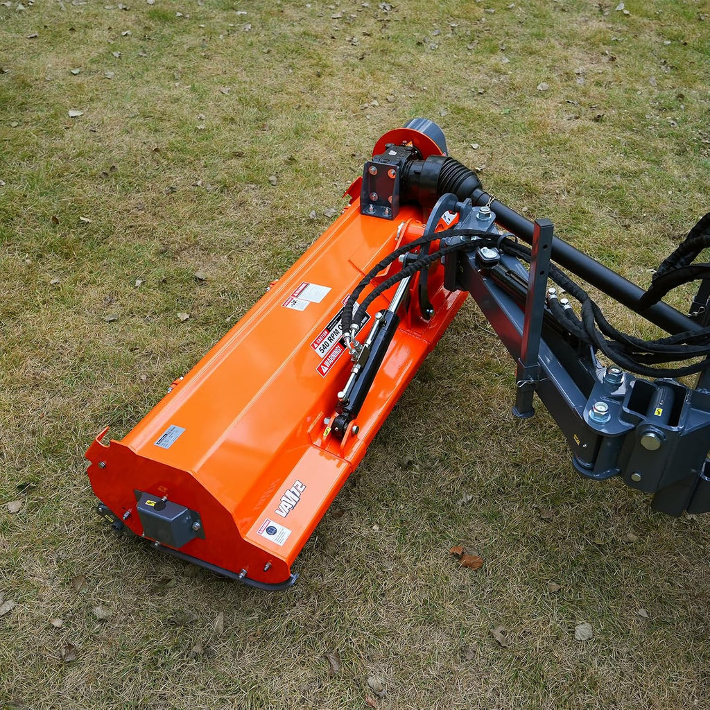 MechMaxx 72' PTO Drive 3 Point Hitch Offset Flail Ditch Bank Mower for 70-100HP CAT 2 Tractor, 90'' Offset Distance,55°/90° Rotation Angle, 18 Hammers, Model VAM72