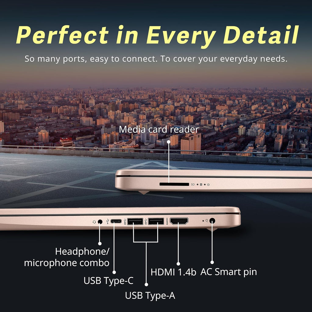 HP Stream 14' HD BrightView Laptop, Intel Celeron N150, 8GB RAM, 288GB Storage (128GB eMMC + 160GB Docking Station Set), Intel UHD Graphics, 720p Webcam, Wi-Fi, 1 Year Office 365, Win 11 S, Gold