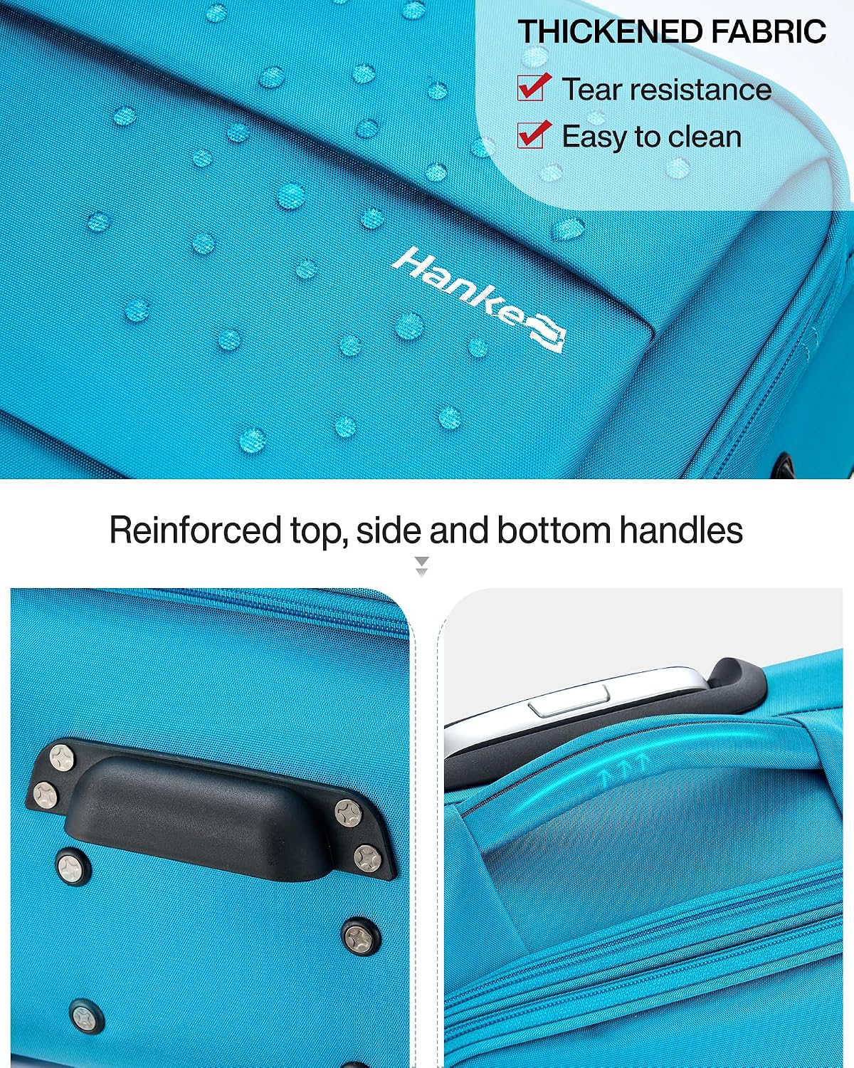 Hanke 28 Inch Luggage with Spinner Wheels Expandable Large Suitcase with Wheels Softside Check in Luggage Rolling Suitcase with Lock Lightweight Travel Luggage for Men and Women.(Caribbean Blue)