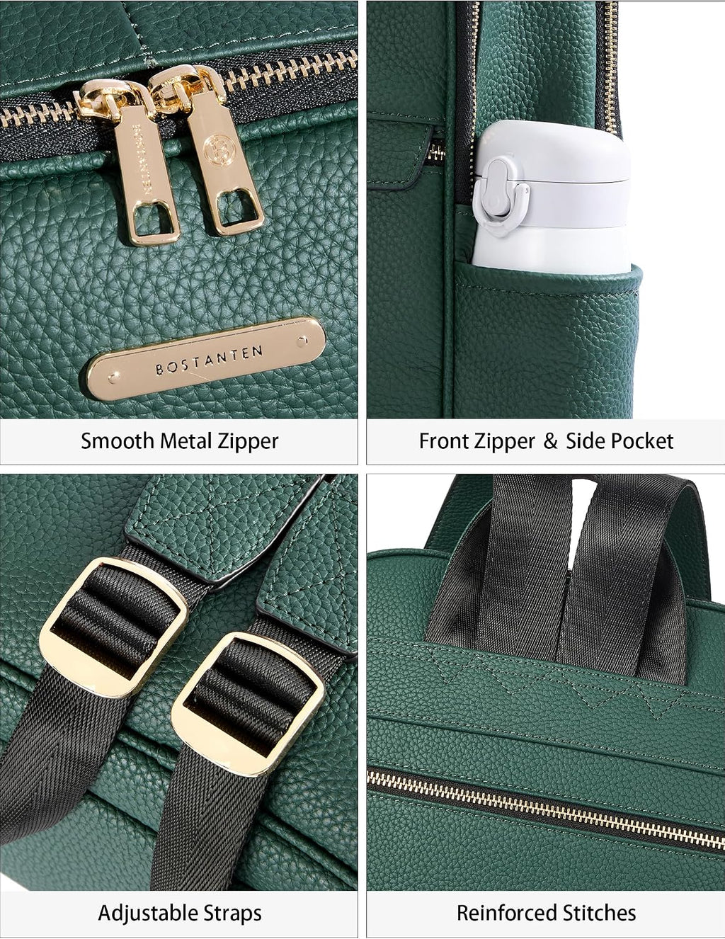 BOSTANTEN Genuine Leather 15.6 inch Laptop Backpack Purse for Women College Casual Backpack Travel Bag